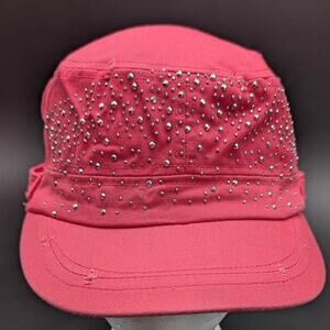 Pugs Military Hat Cap Womens One size Shelby Pink Studs Elastic Band Y2K Retro